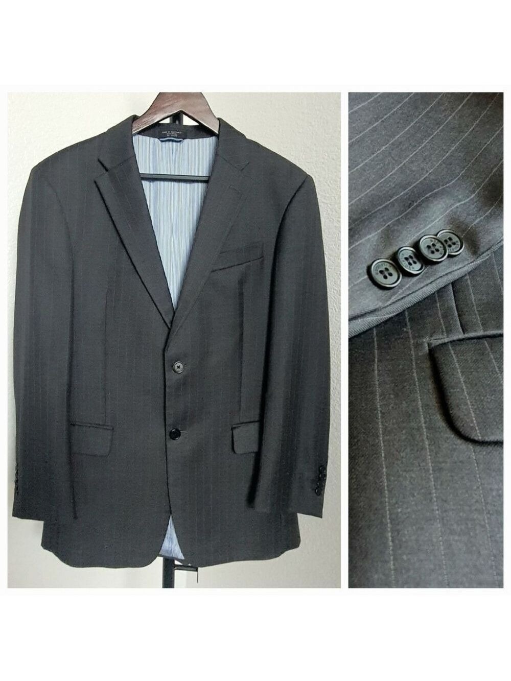 Tommy Hilfiger Mens 38R Charcoal Gray Striped Sports Coat Blazer